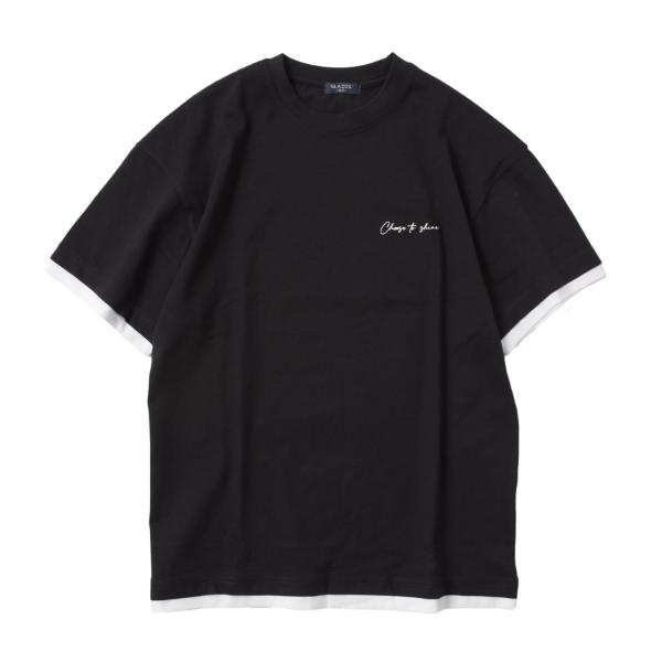 ワンポイントロゴ裾レイヤード半袖Tシャツ
