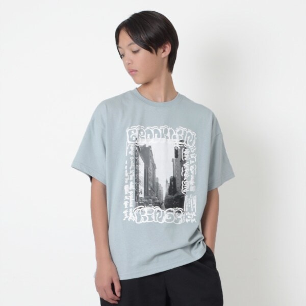 【大人向けサイズあり】【防汚加工】リゾートフロントプリント半袖Tシャツ