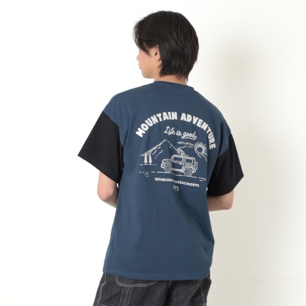 【Penfield】【防汚加工】バイカラーバックプリント半袖Tシャツ