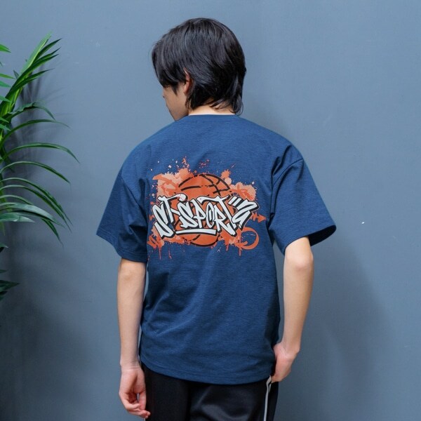 【大人向けサイズあり】【接触冷感】【速乾】【UVカット】クールラフ・バスケグラフィティプリント半袖Tシャツ