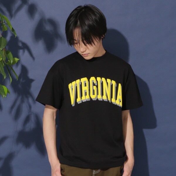 【大人向けサイズあり】【防虫加工】フロントカレッジロゴ発泡プリント半袖Tシャツ