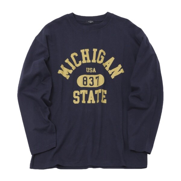 【大人向けサイズあり】【プチプラ】フロントカレッジロゴ長袖Tシャツ