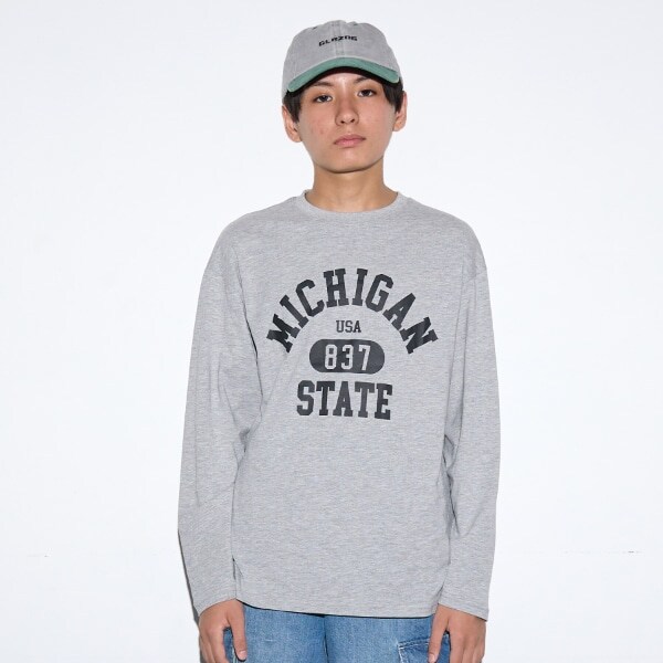 【大人向けサイズあり】【プチプラ】フロントカレッジロゴ長袖Tシャツ