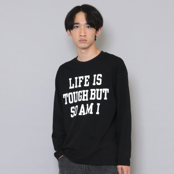 【大人向けサイズあり】【プチプラ】フロントメッセージロゴ長袖Tシャツ