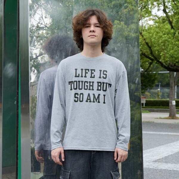 【大人向けサイズあり】【プチプラ】フロントメッセージロゴ長袖Tシャツ