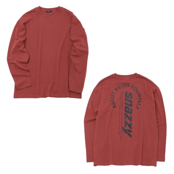 【大人向けサイズあり】【プチプラ】バック縦ロゴ長袖Tシャツ