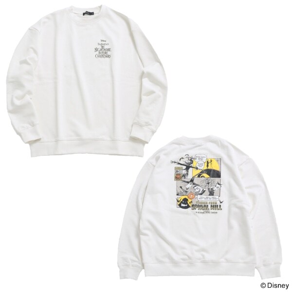 【大人向けサイズあり】【ナイトメアー・ビフォア・クリスマス】ロック・ショック・バレル/コミック風バックプリントトレーナー