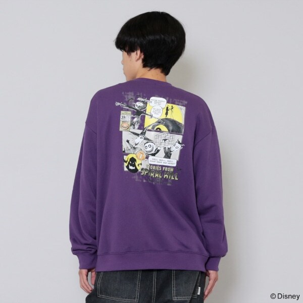 【大人向けサイズあり】【ナイトメアー・ビフォア・クリスマス】ロック・ショック・バレル/コミック風バックプリントトレーナー