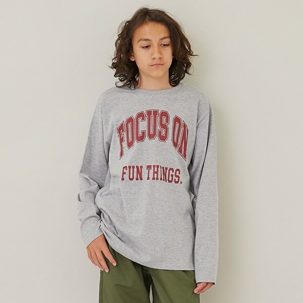 【大人向けサイズあり】【プチプラ】フロントカレッジロゴ長袖Tシャツ