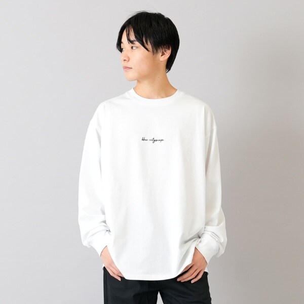 【大人向けサイズあり】フロントシンプル刺繍長袖Tシャツ