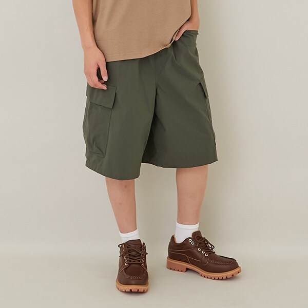 【大人向けサイズあり】【Easycare】ポリリップ・ハーフカーゴパンツ