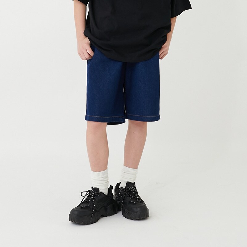 【大人向けサイズあり】冷感デニム・イージーハーフパンツ