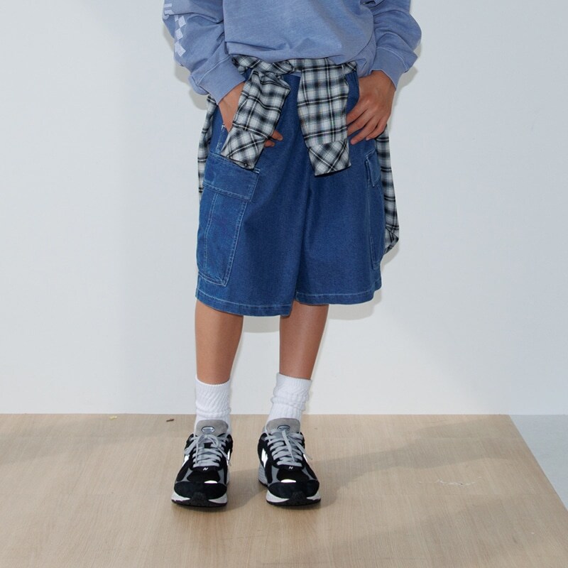 【大人向けサイズあり】冷感デニム・ハーフカーゴパンツ