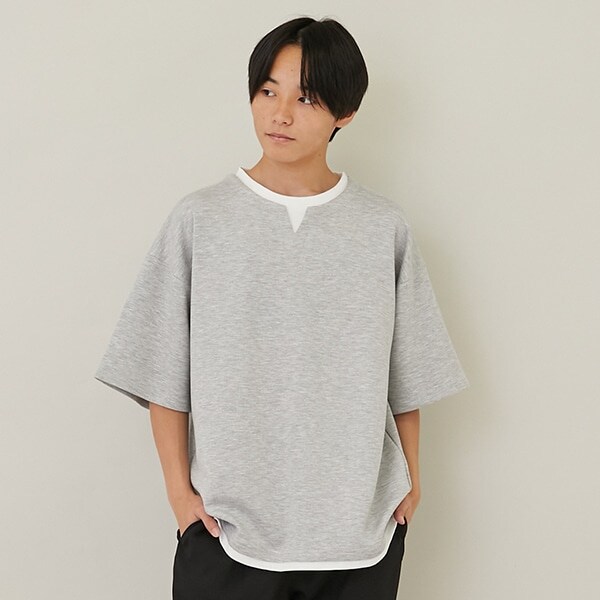 【大人向けサイズあり】【接触冷感】エアリークッション・キーネック半袖Tシャツ