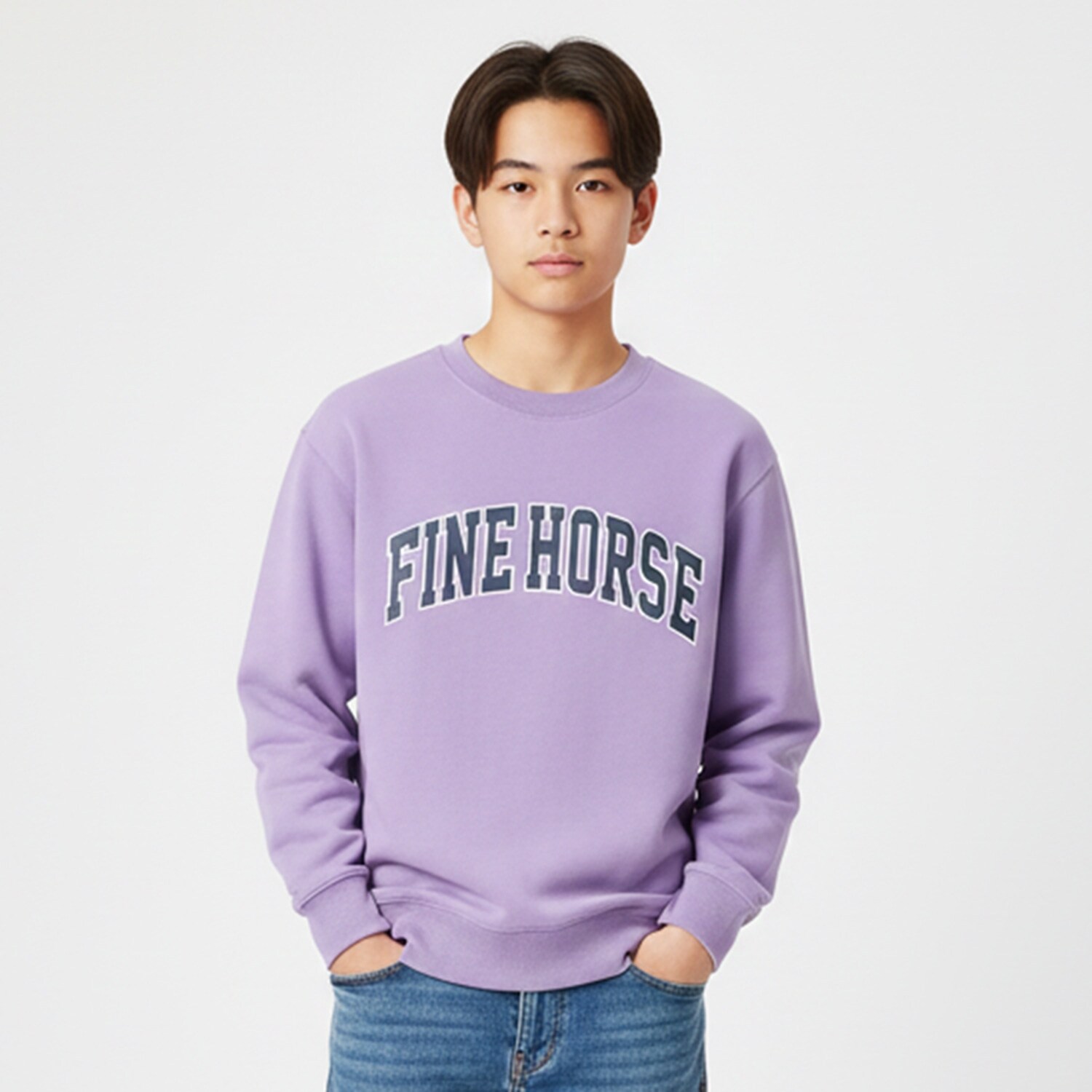 カレッジロゴ フロントプリント 裏毛トレーナー