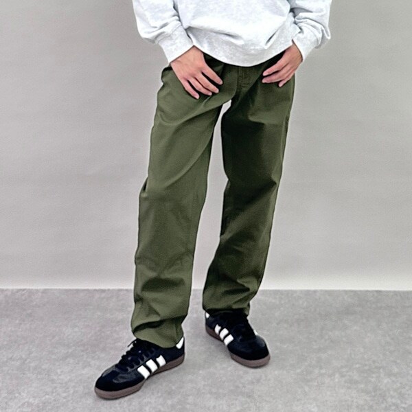 綿ポリストレッチツイル・スリムパンツ（ウエストアジャスター付き）