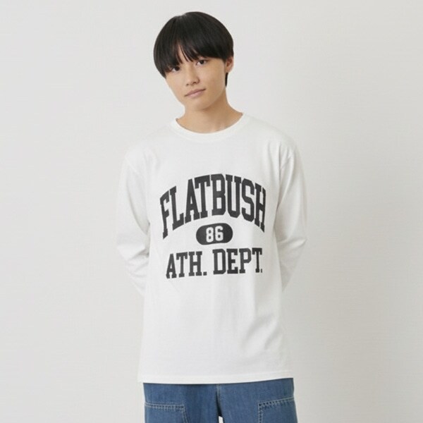 【プチプラ】フロントカレッジロゴ長袖Tシャツ