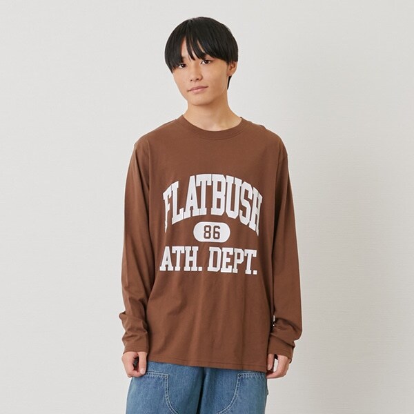 【プチプラ】フロントカレッジロゴ長袖Tシャツ