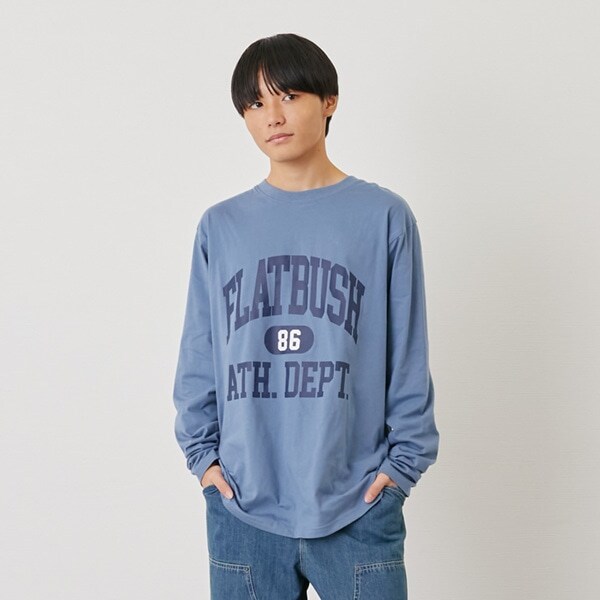 【プチプラ】フロントカレッジロゴ長袖Tシャツ