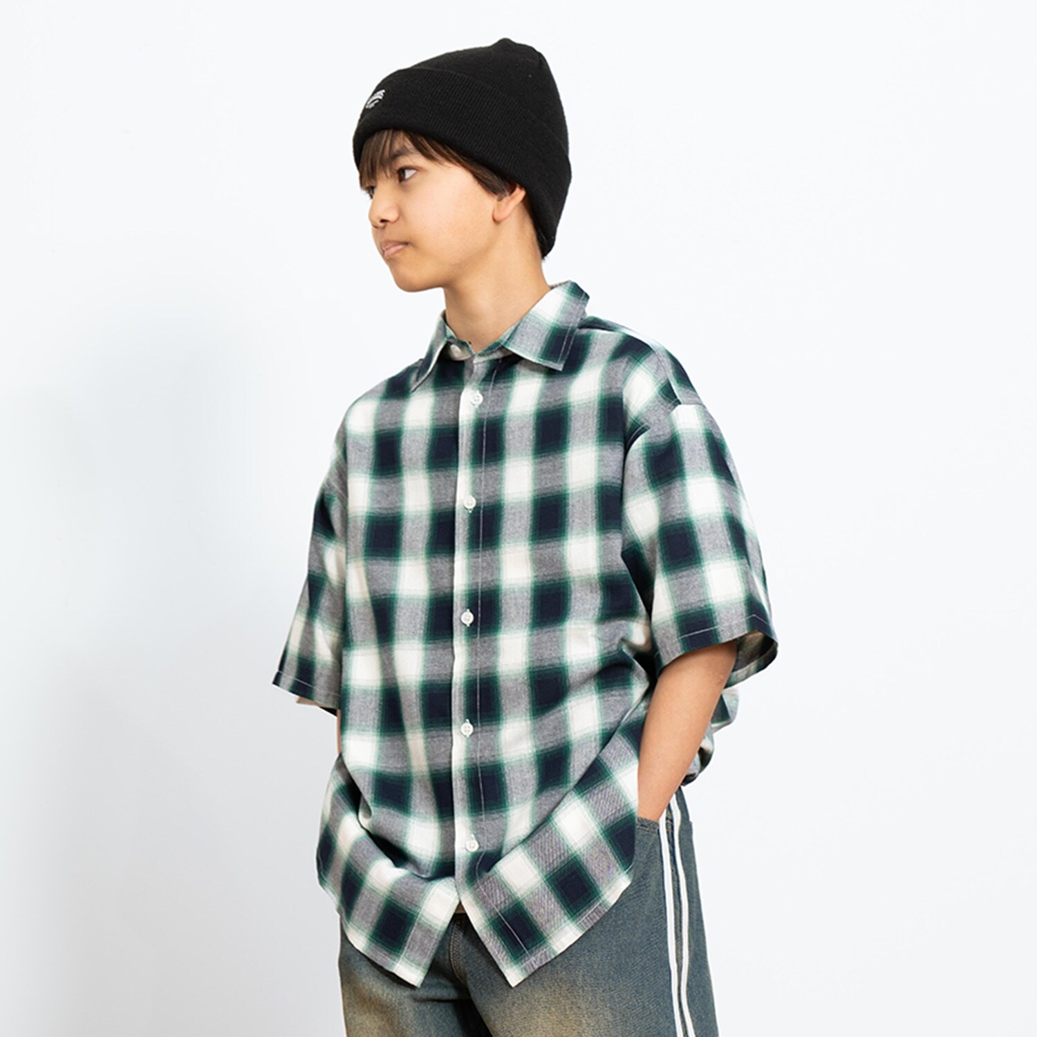 チェック半袖シャツ