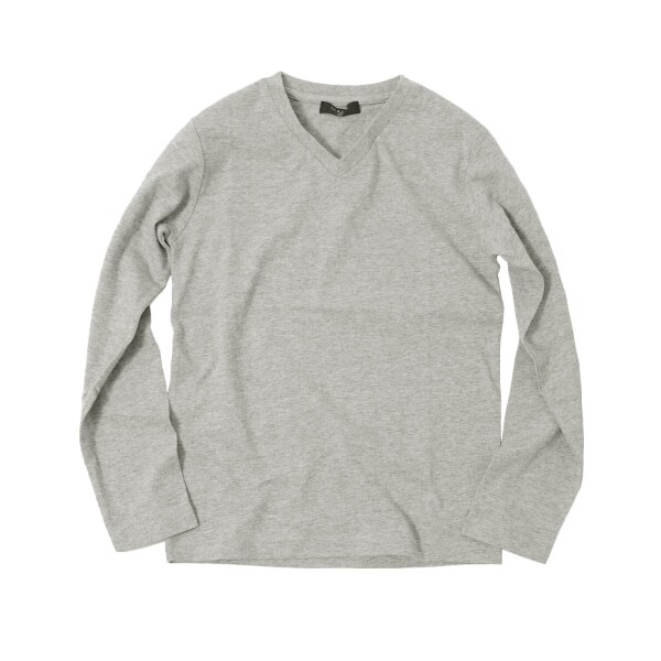 Vネックベーシック長袖Tシャツ