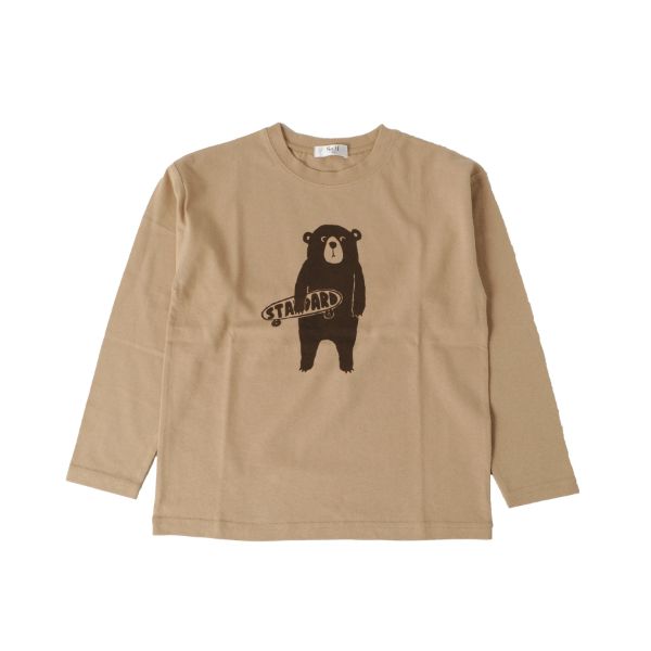 天竺・ドロップショルダープリント長袖Tシャツ