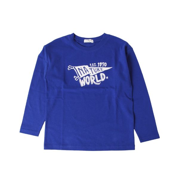 天竺・ドロップショルダープリント長袖Tシャツ