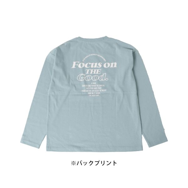 天竺・ドロップショルダープリント長袖Tシャツ