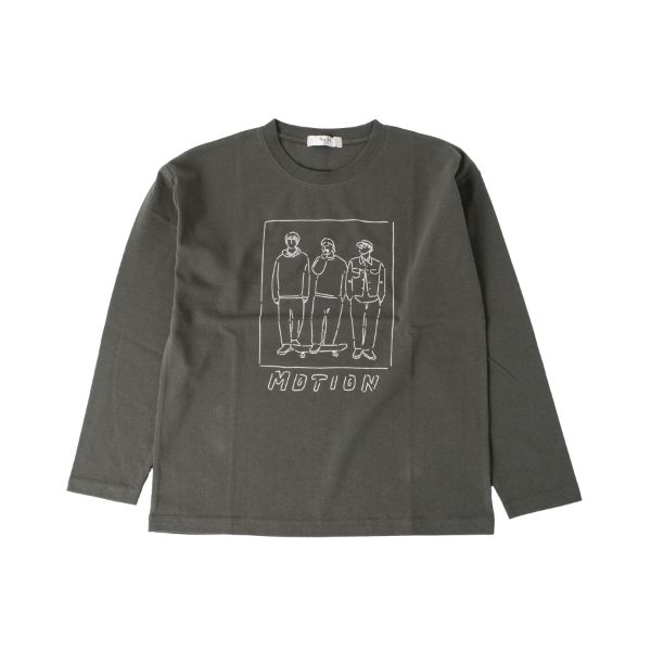 天竺・ドロップショルダープリント長袖Tシャツ