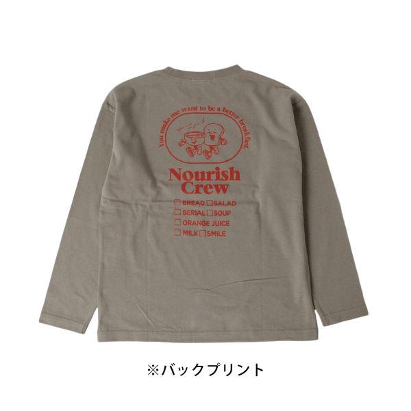 天竺・ドロップショルダープリント長袖Tシャツ