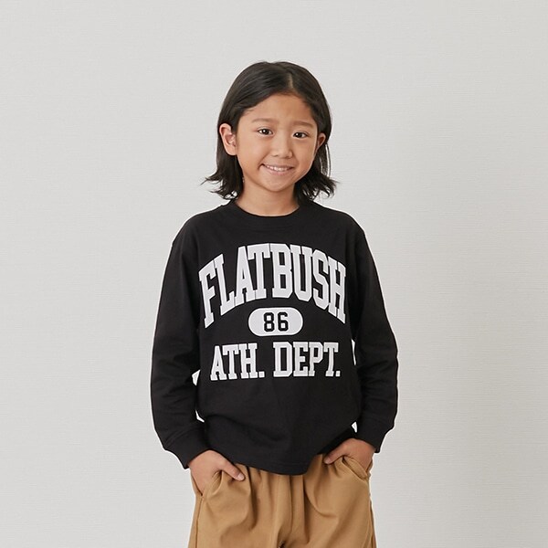 【SKIT0LY】【プチプラ】フロントカレッジロゴ長袖Tシャツ