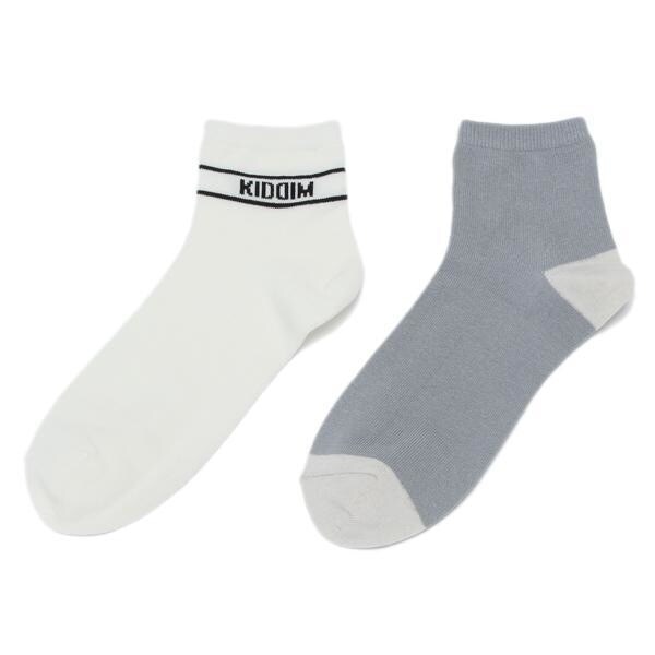 【KIDDIM】ロゴ入り×配色デザインショート丈ソックス2足セット
