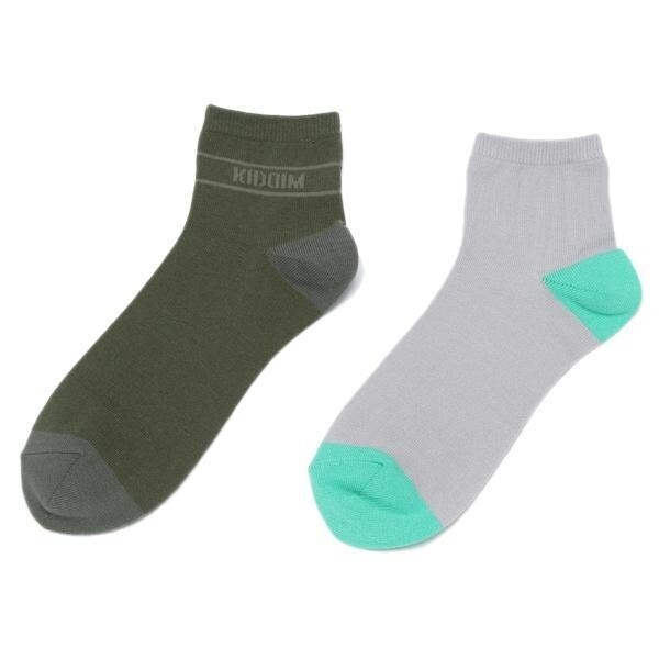 【KIDDIM】ロゴ入り×配色デザインショート丈ソックス2足セット