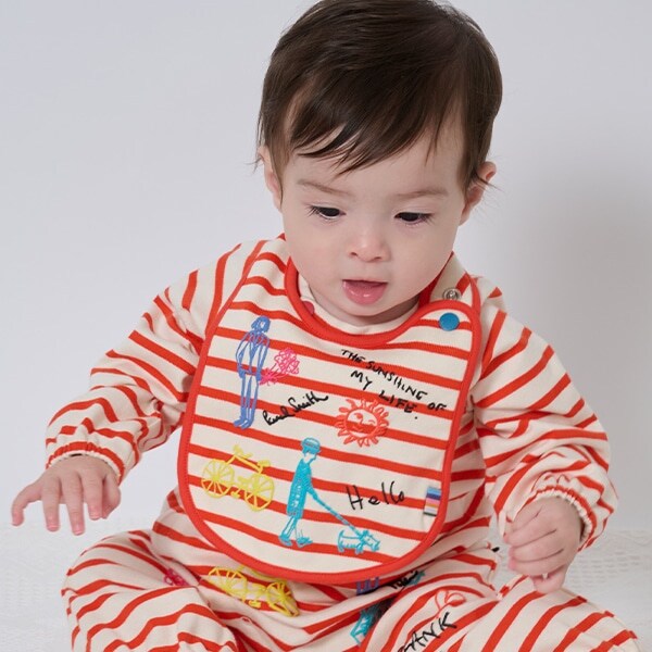 落書き柄ボーダースタイ