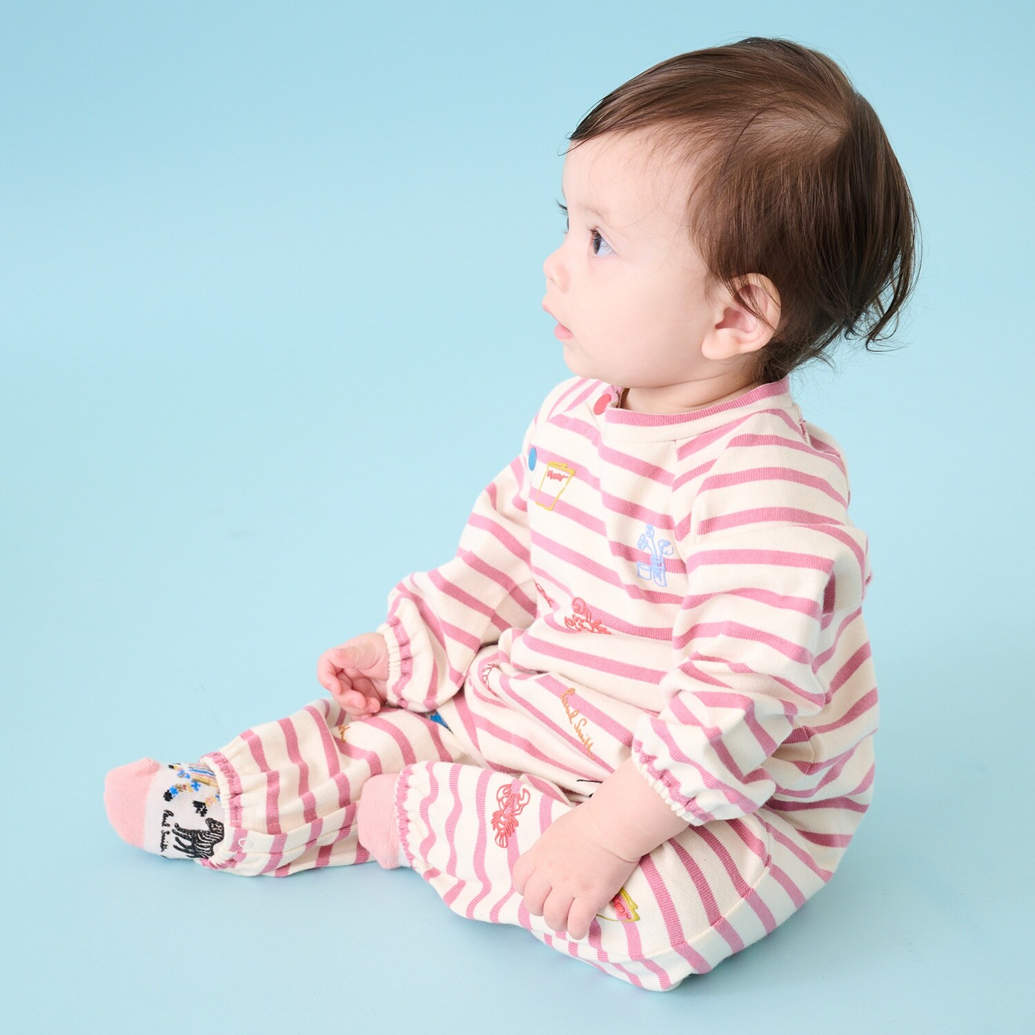 アラカルト柄ボーダー2WAYオール