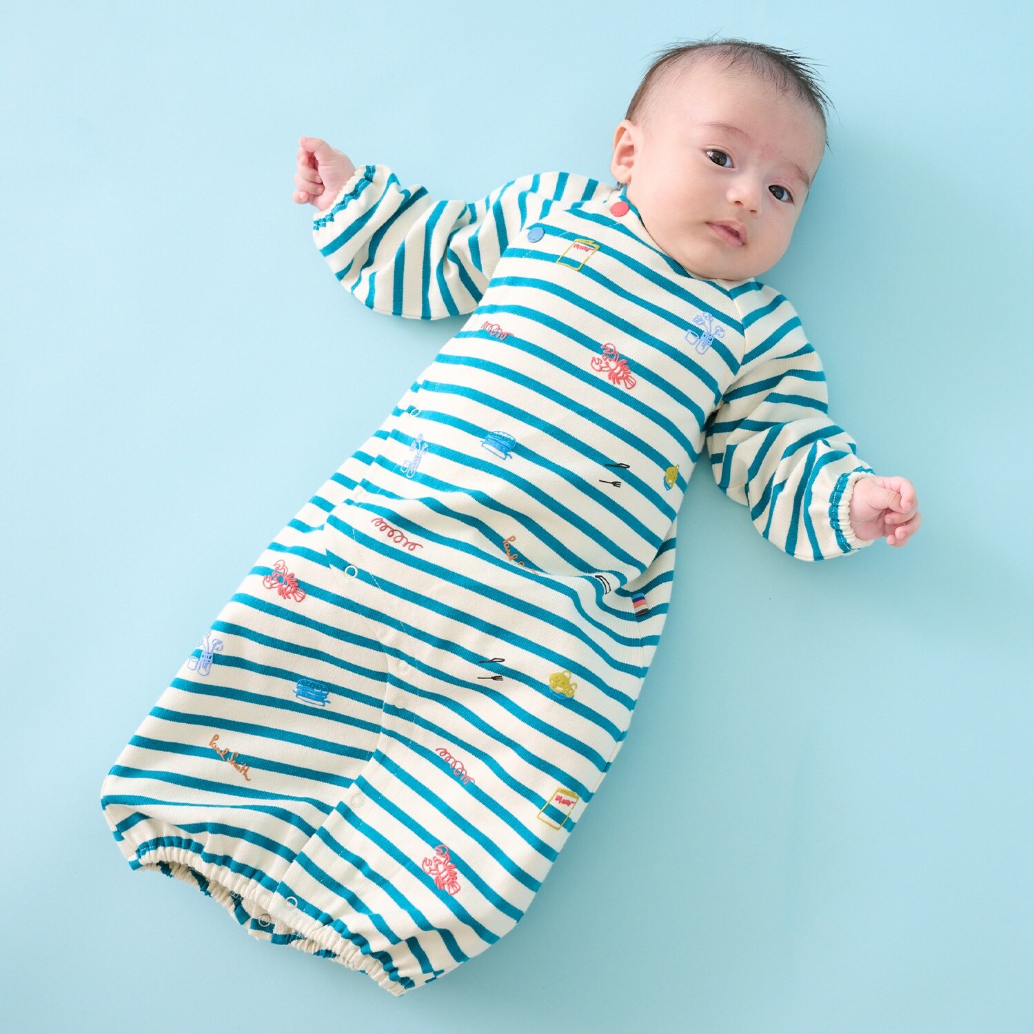 アラカルト柄ボーダー2WAYオール