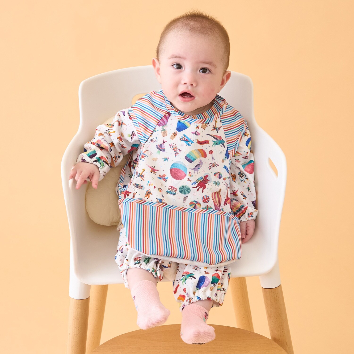 気球柄お食事スタイ