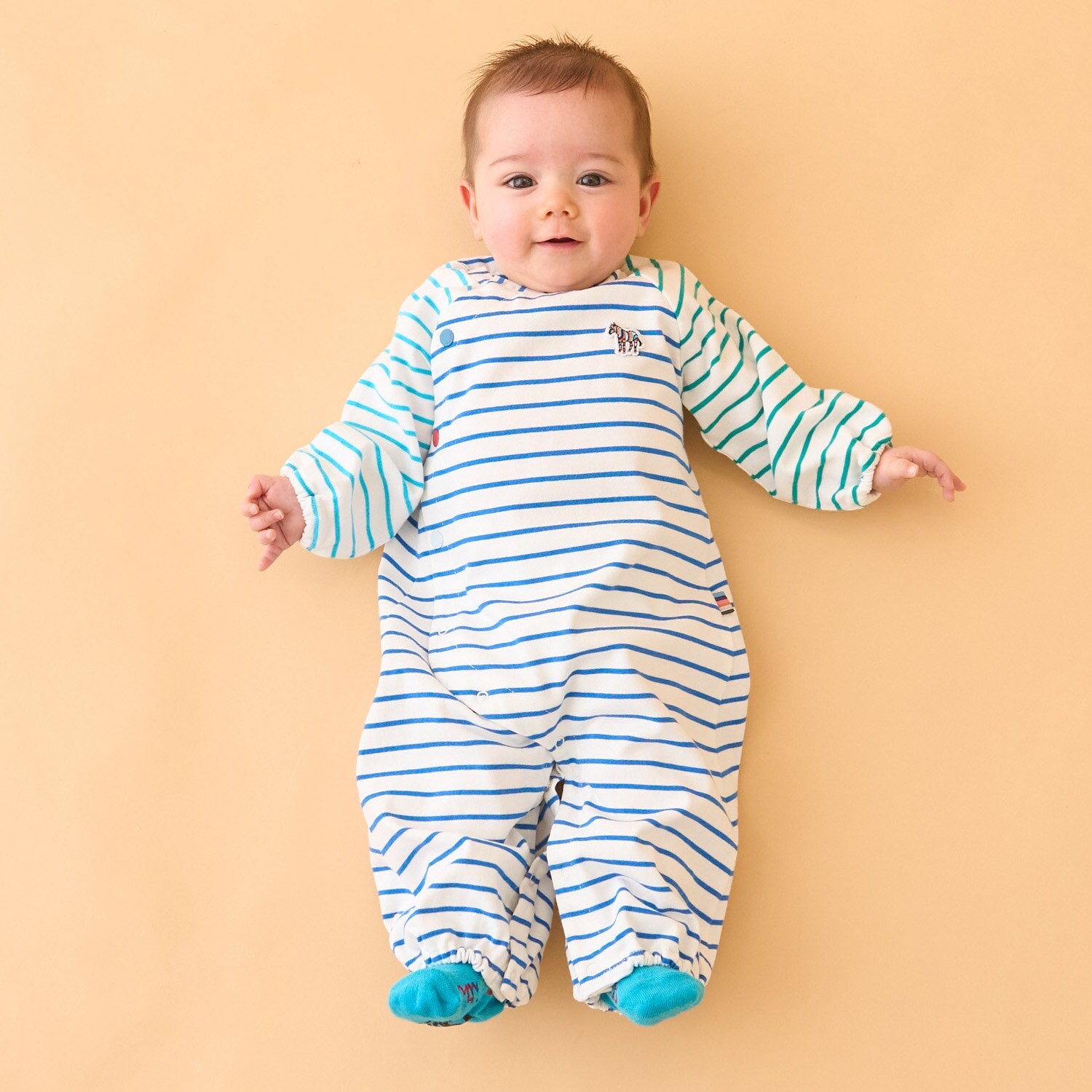 配色ボーダー2WAYオール