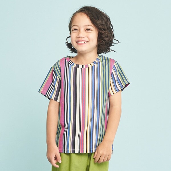 マルチストライプ半袖Tシャツ