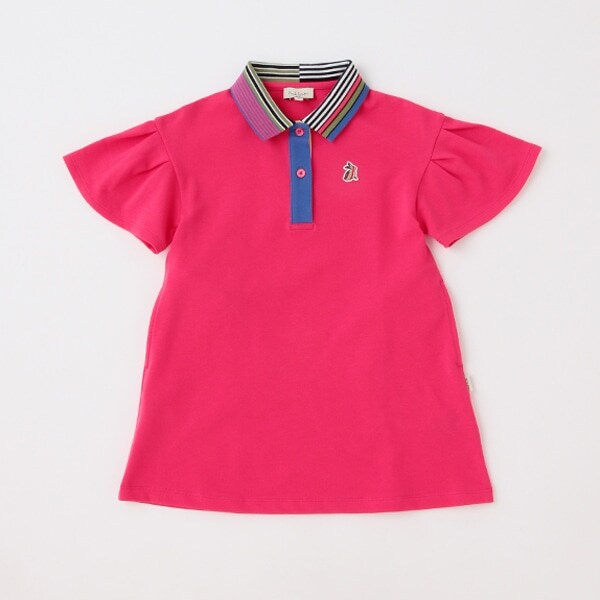 衿ボーダーポロワンピース