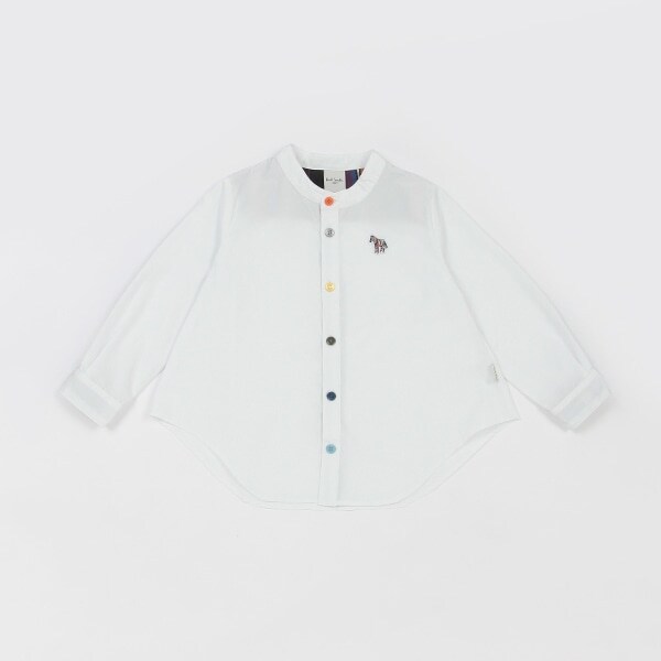 ノーカラー長袖シャツ