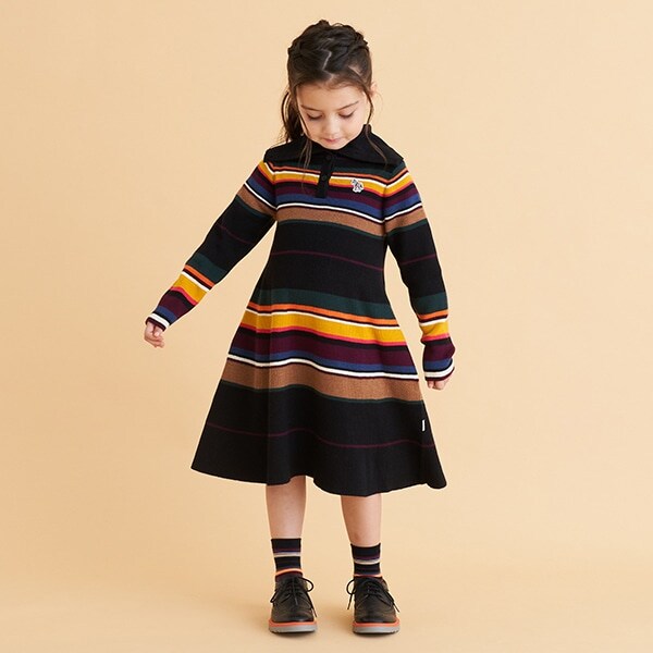 ボーダー柄ニットワンピース