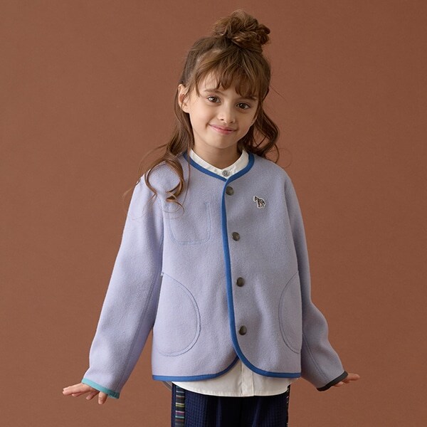 配色パイピングノーカラージャケット