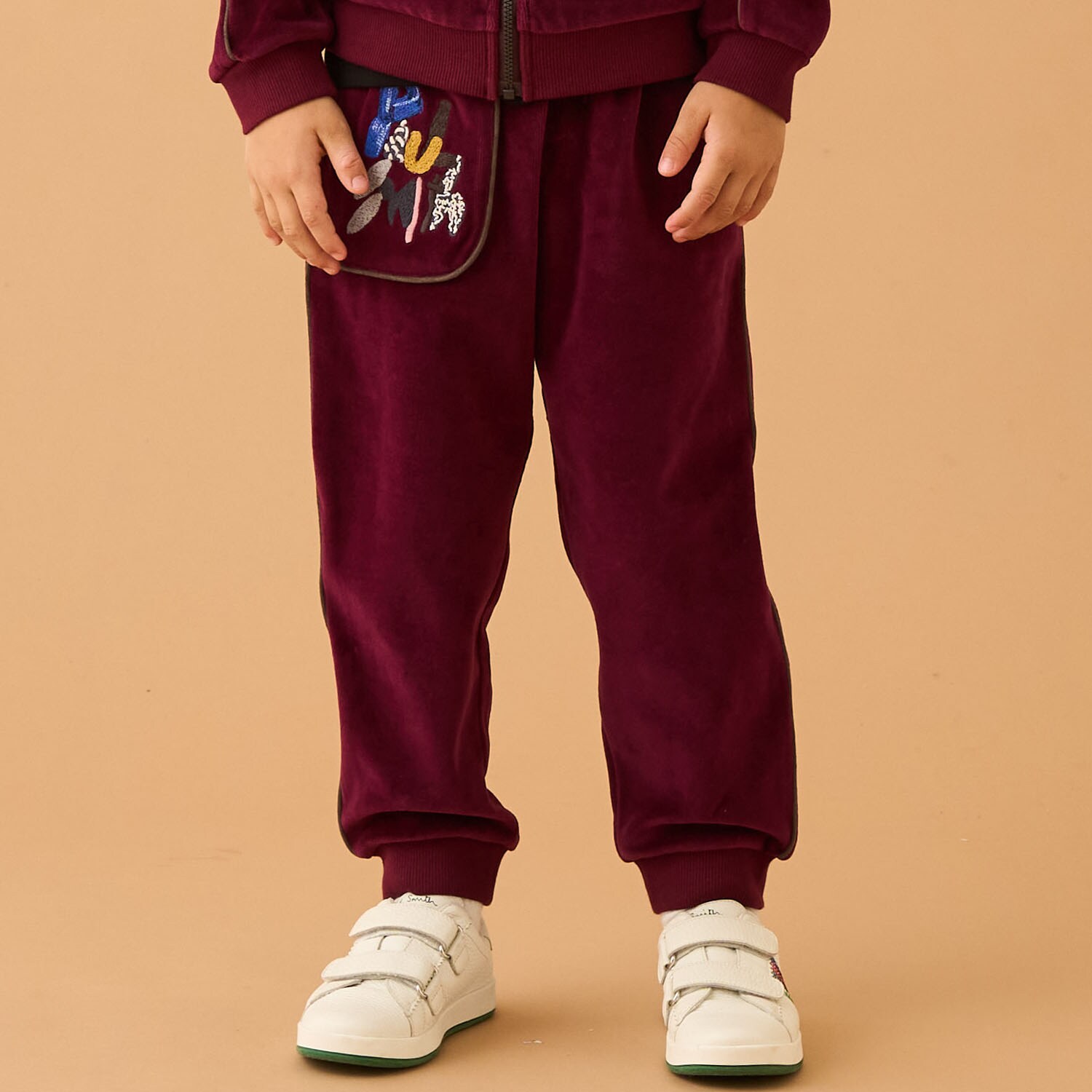 ロゴ刺しゅうベロアロングパンツ