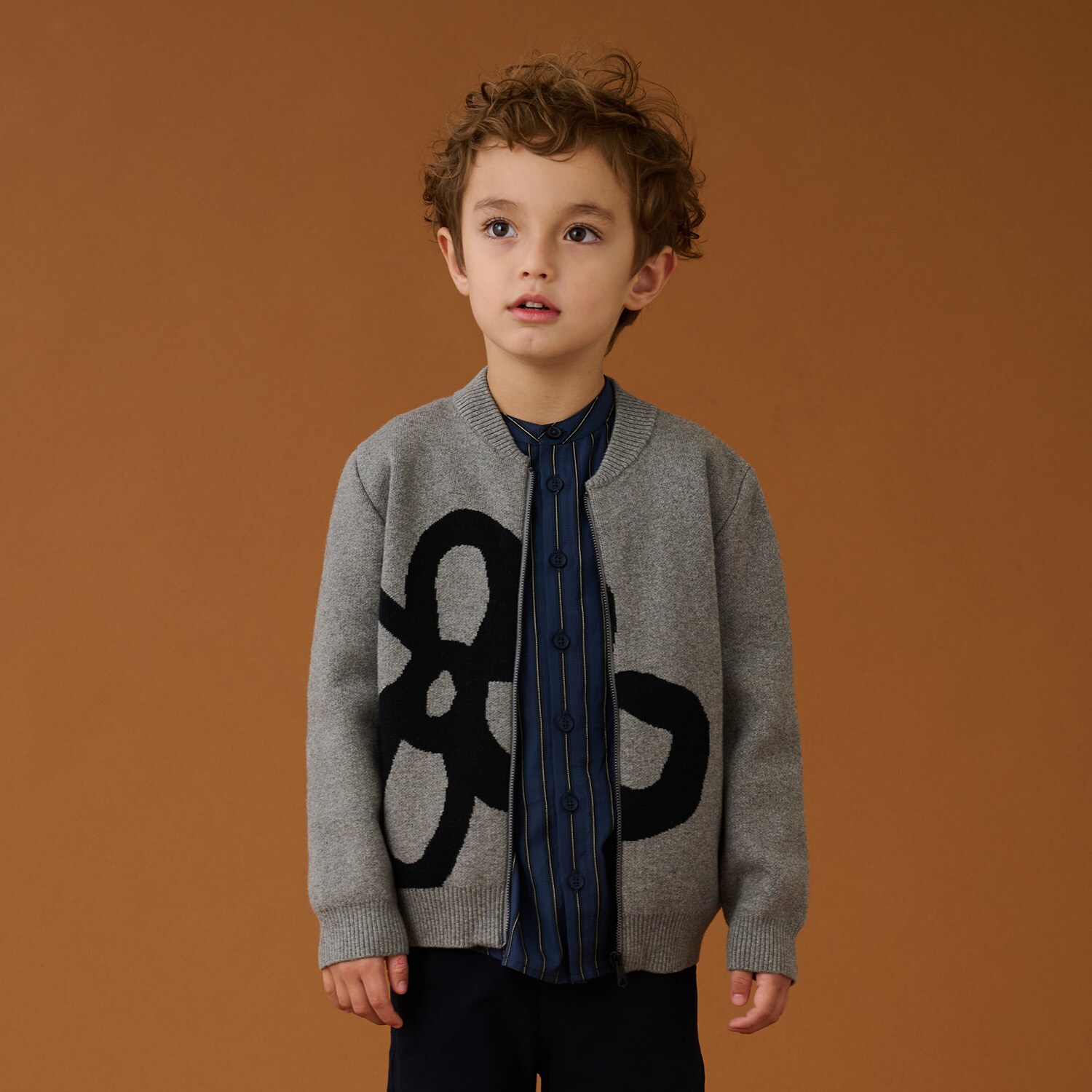 フローラルジャカードニットブルゾン