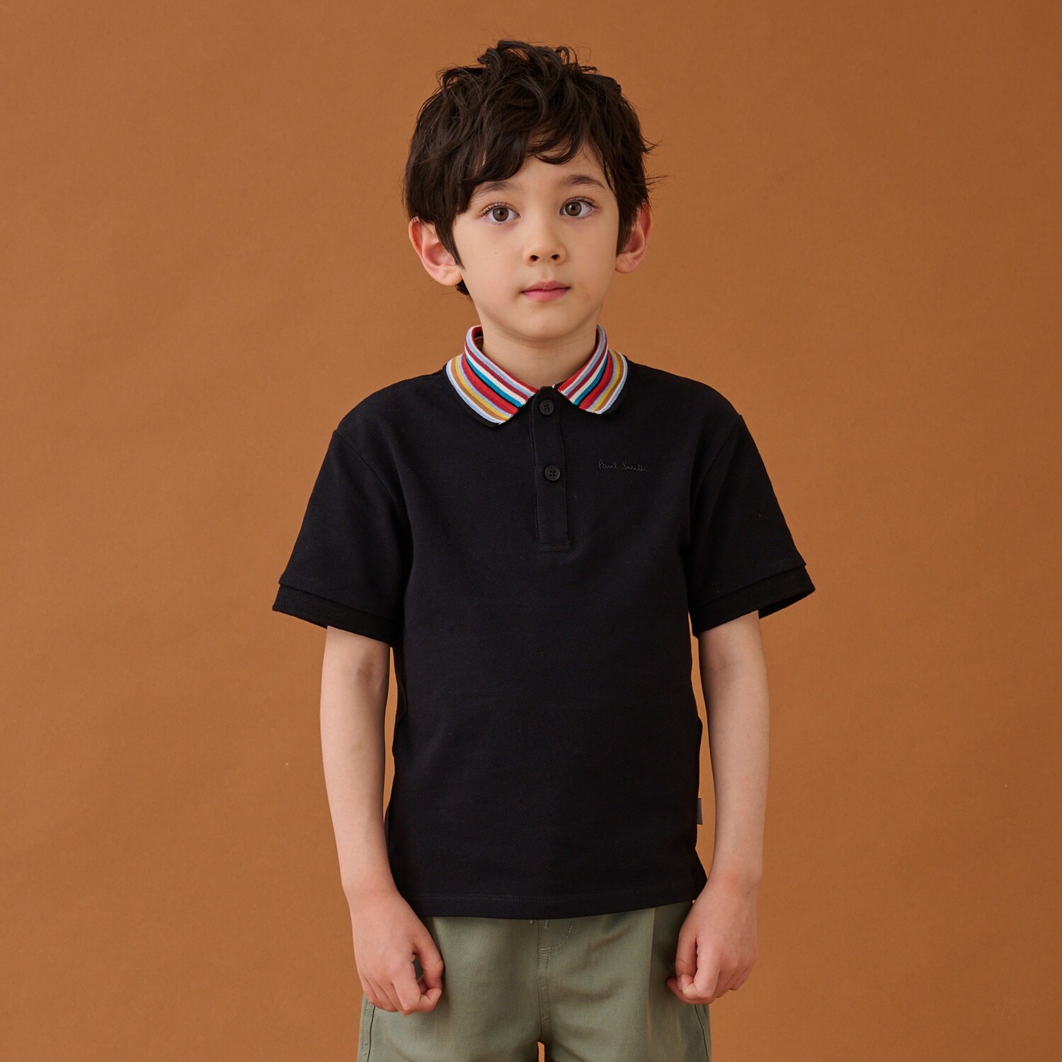 シグネチャーストライプ衿半袖ポロシャツ