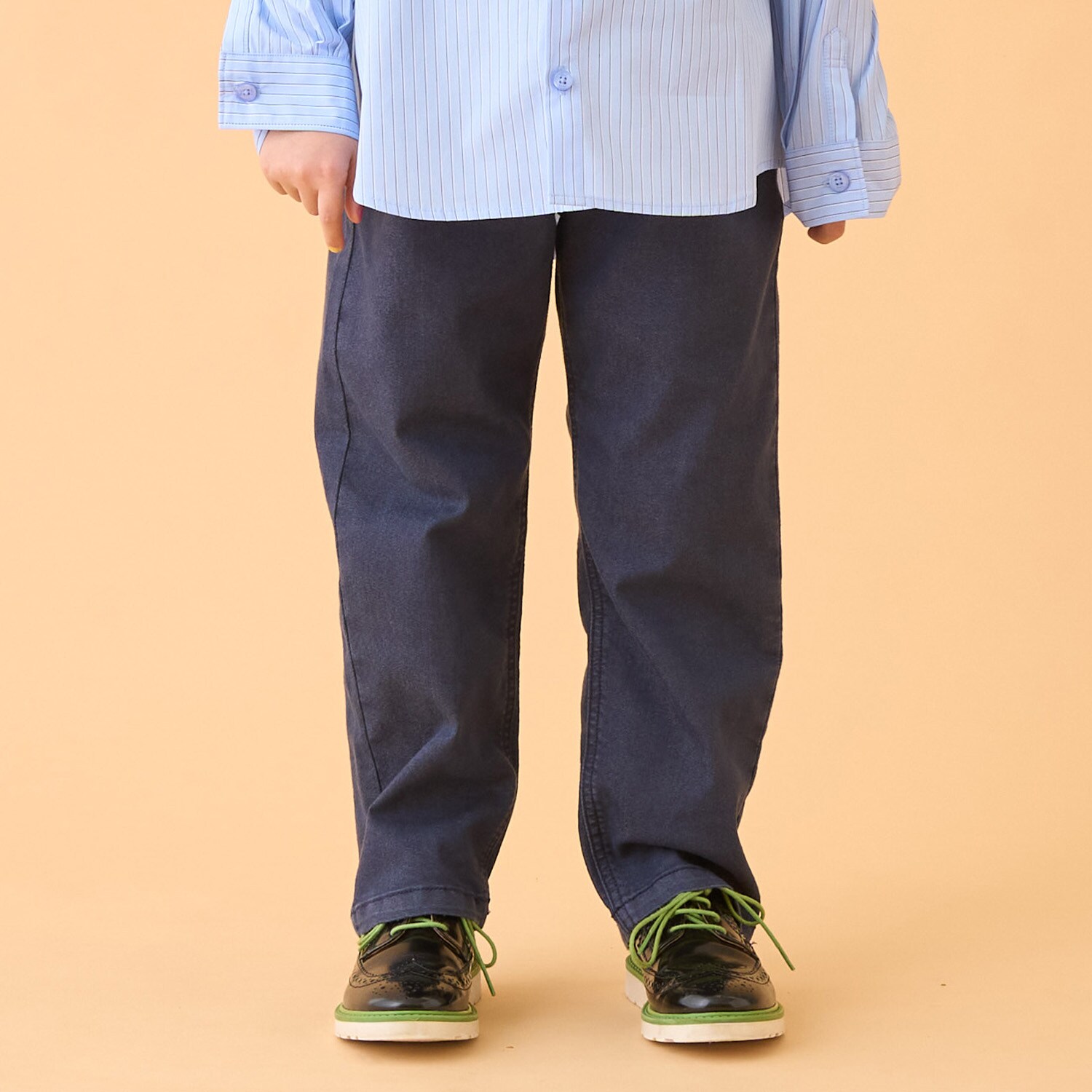 ポケットストライプ刺しゅうデニムロングパンツ