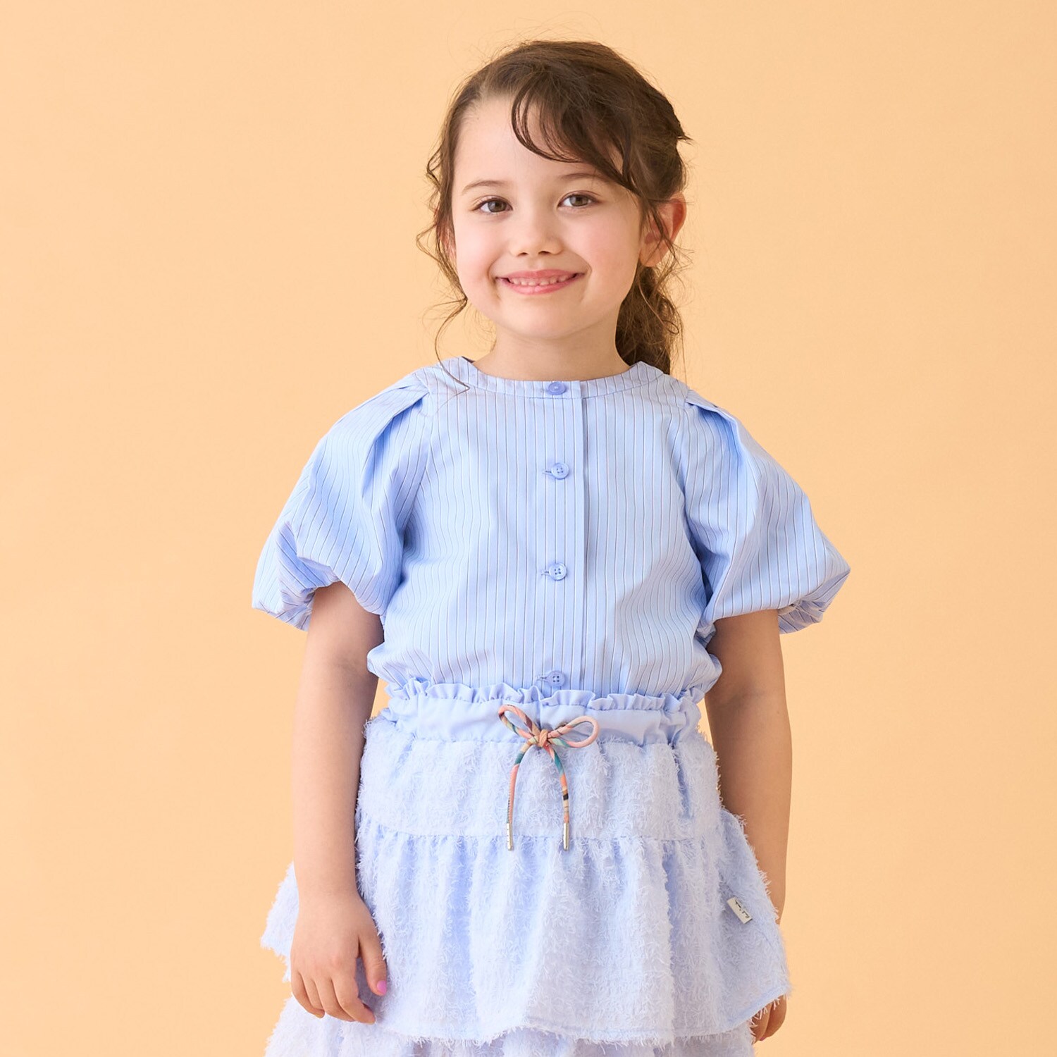 ストライプ半袖ブラウス