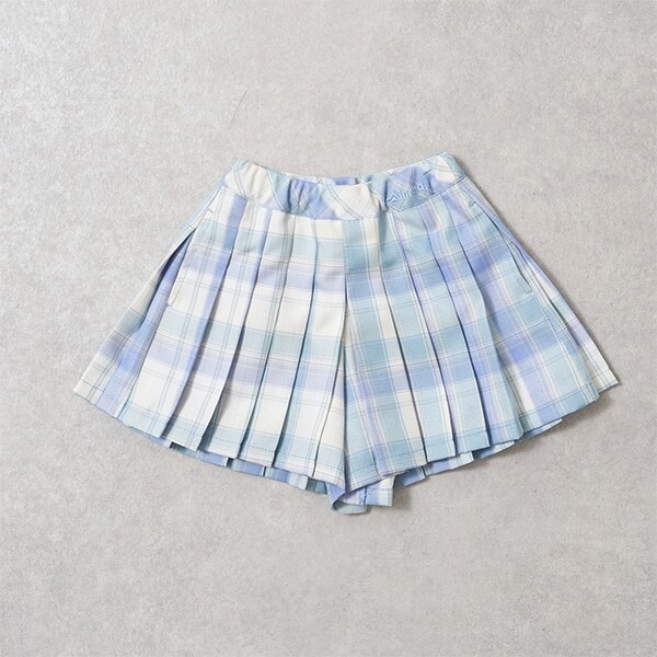 チェックプリーツキュロットパンツ