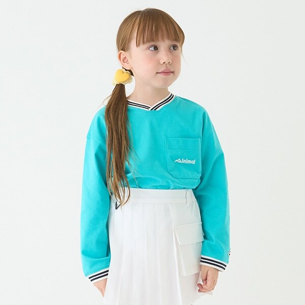 【防汚加工】天竺配色ラインリブTシャツ